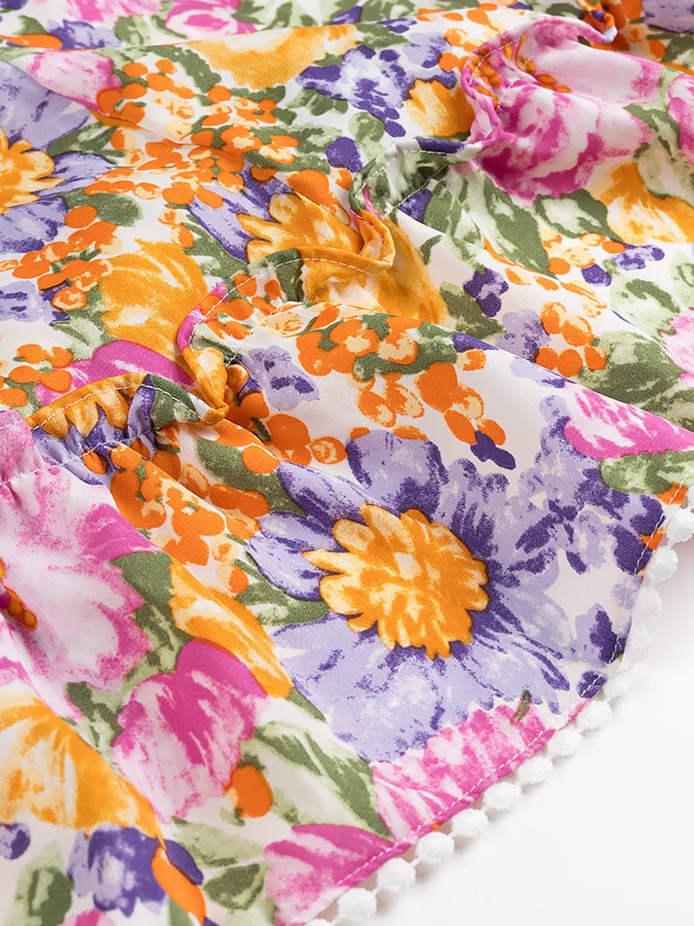 Floral Print Ruffled Midi Dress with Pockets - Smocked & Tiered.