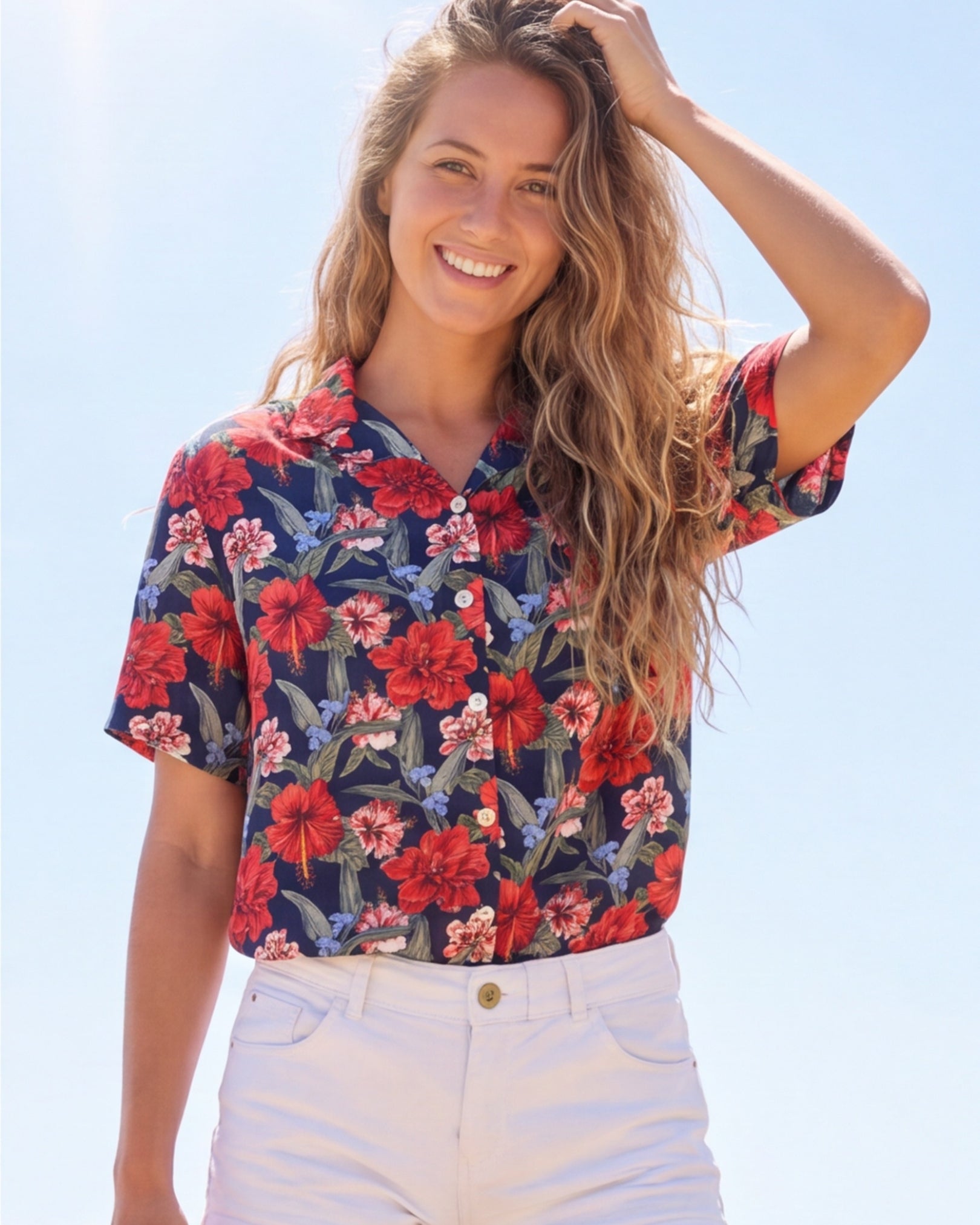 Womens Hawaiian Shirt - Luau Serenade