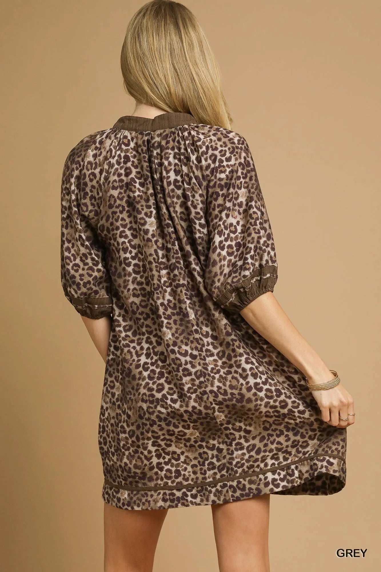 Umgee Leopard Print Tiered Mini Dress with Ruffles.