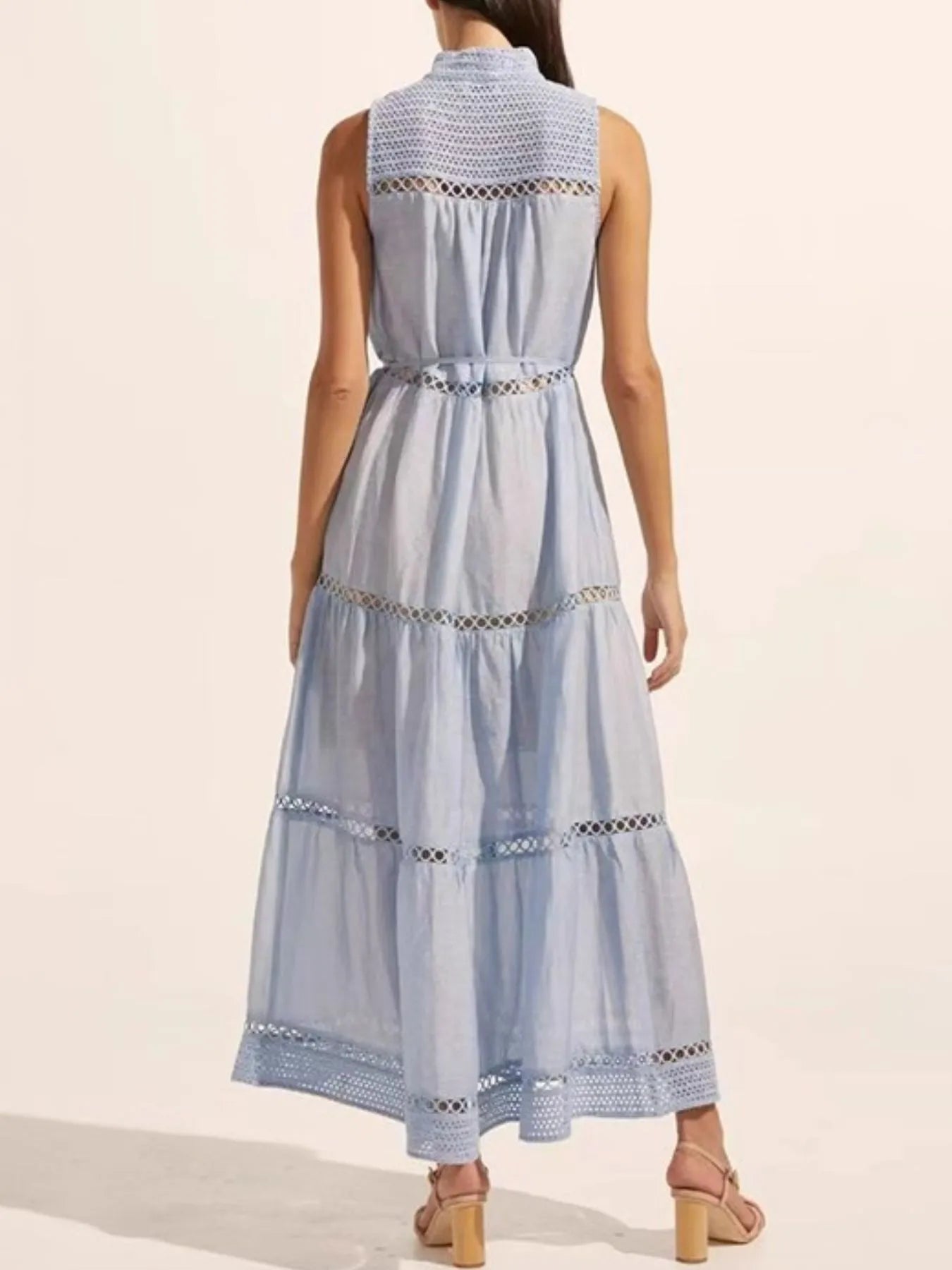 Lace Detail Contrast Trim Mini Cami Dress - Tied.