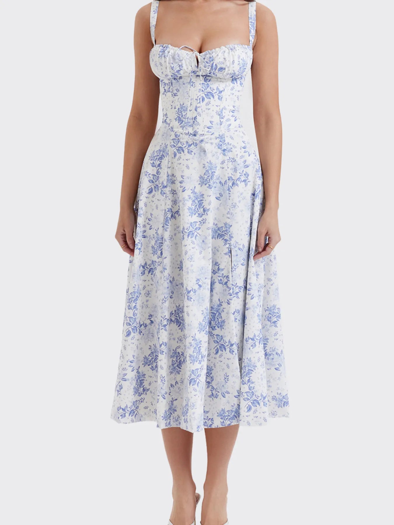 Smocked Back Tie Front Cami Dress - Frill & Ruched.