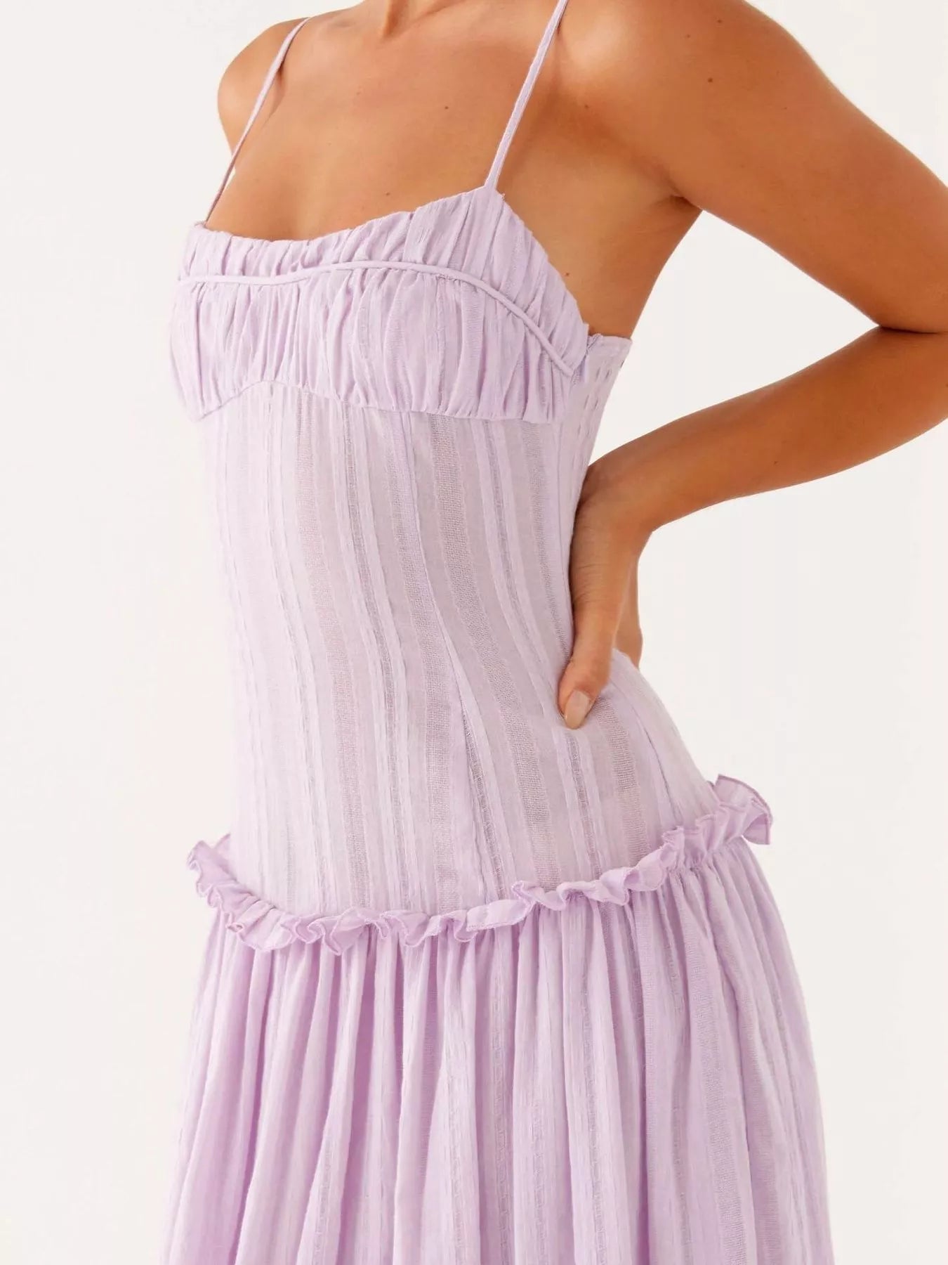 Frill Textured Mini Cami Dress with Tiered Skirt.