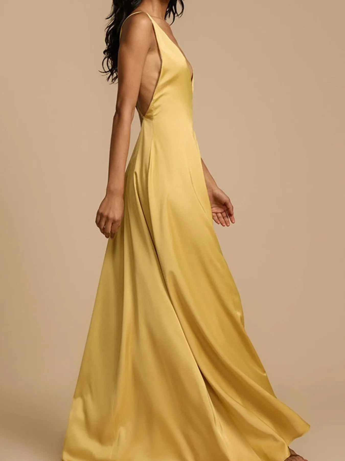 Deep V-Neck Maxi Dress - Backless & Crisscross.