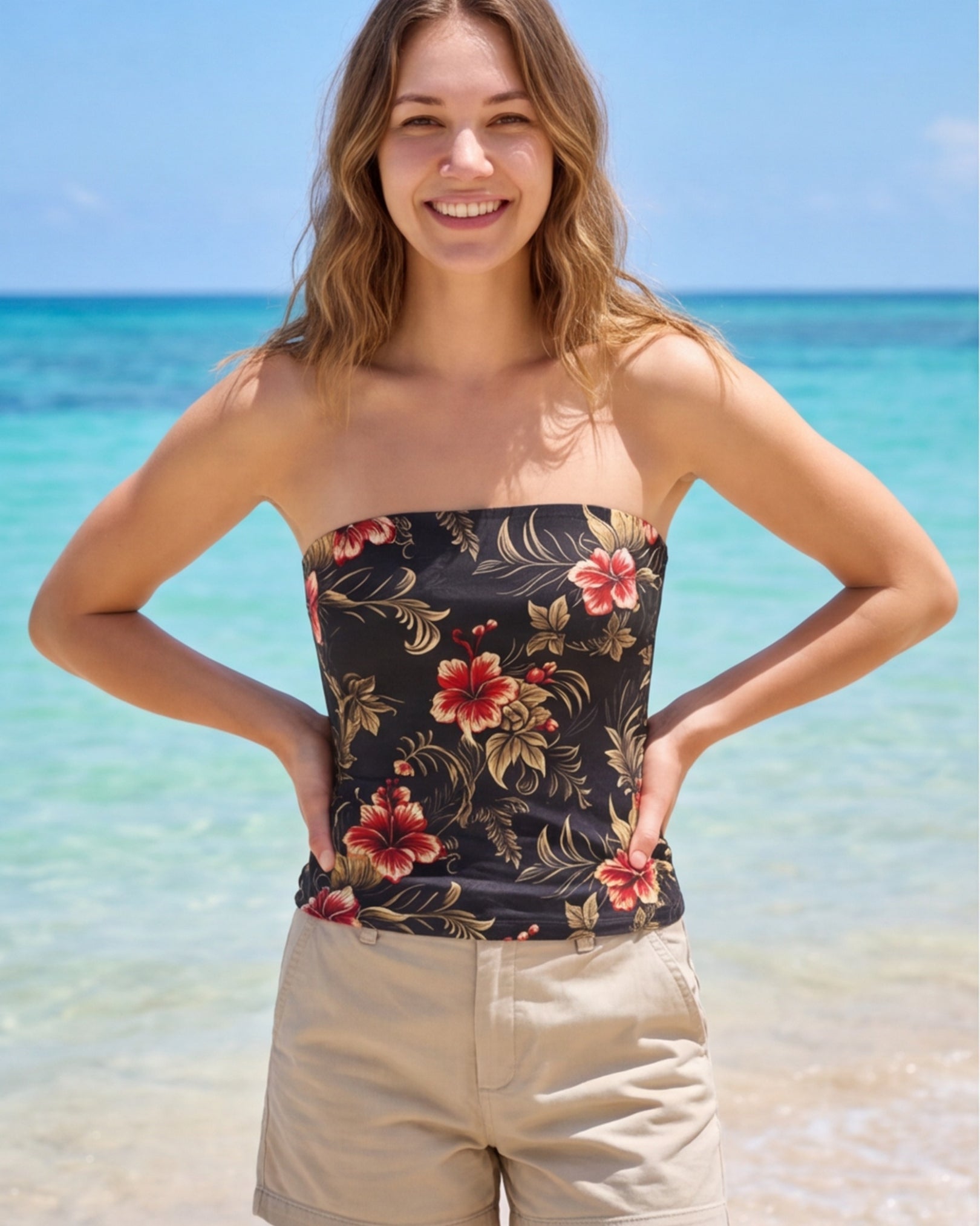 Tube Top - Midnight Hibiscus