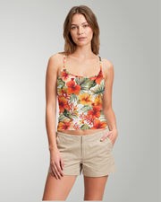 Womens Crop Cami Tank - Sunset Bloom