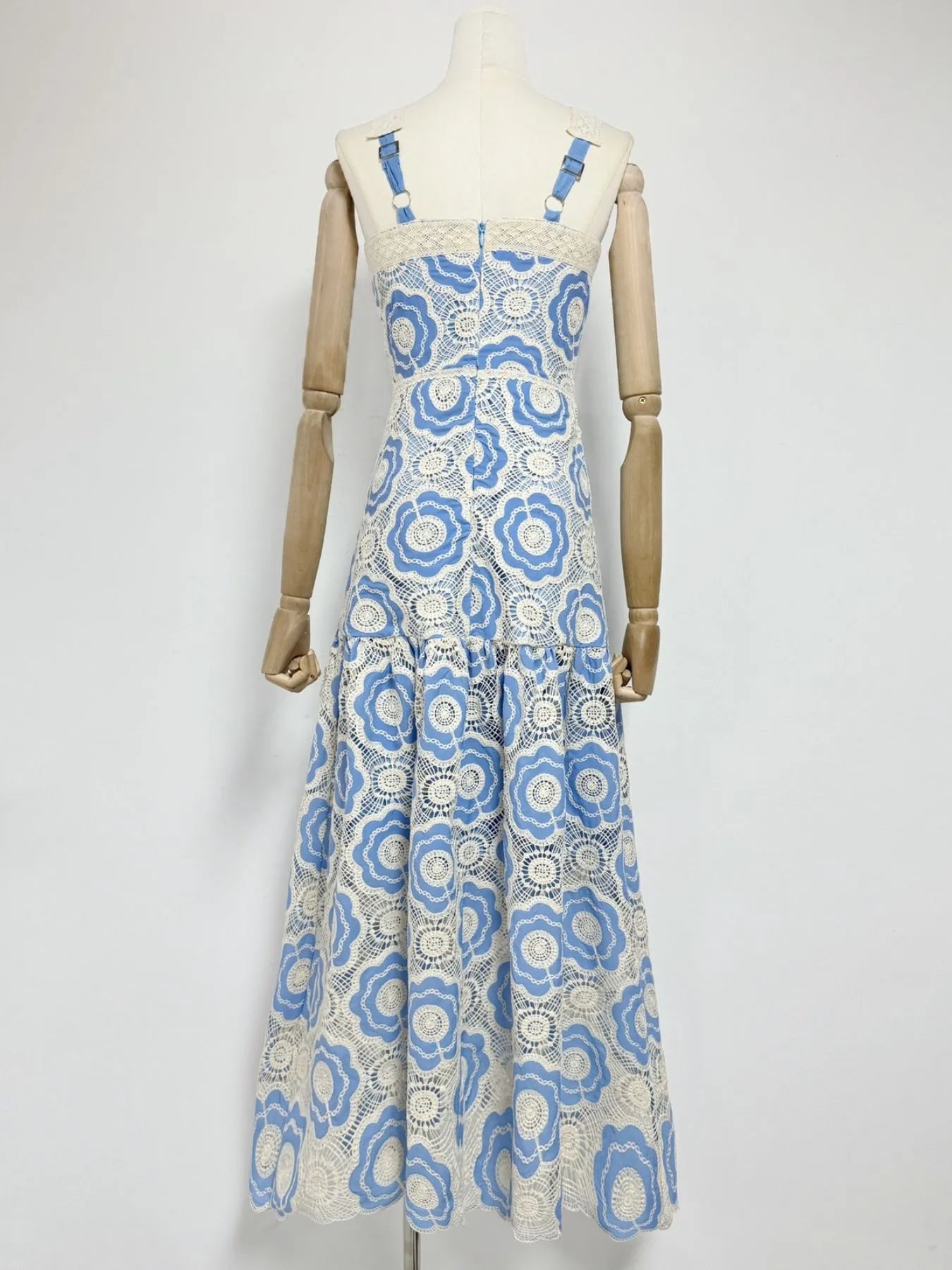 Plus Size Lace Up Halter Neck Denim Dress - Backless.