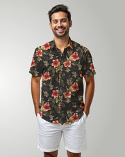 Mens Hawaiian Shirt - Midnight Hibiscus