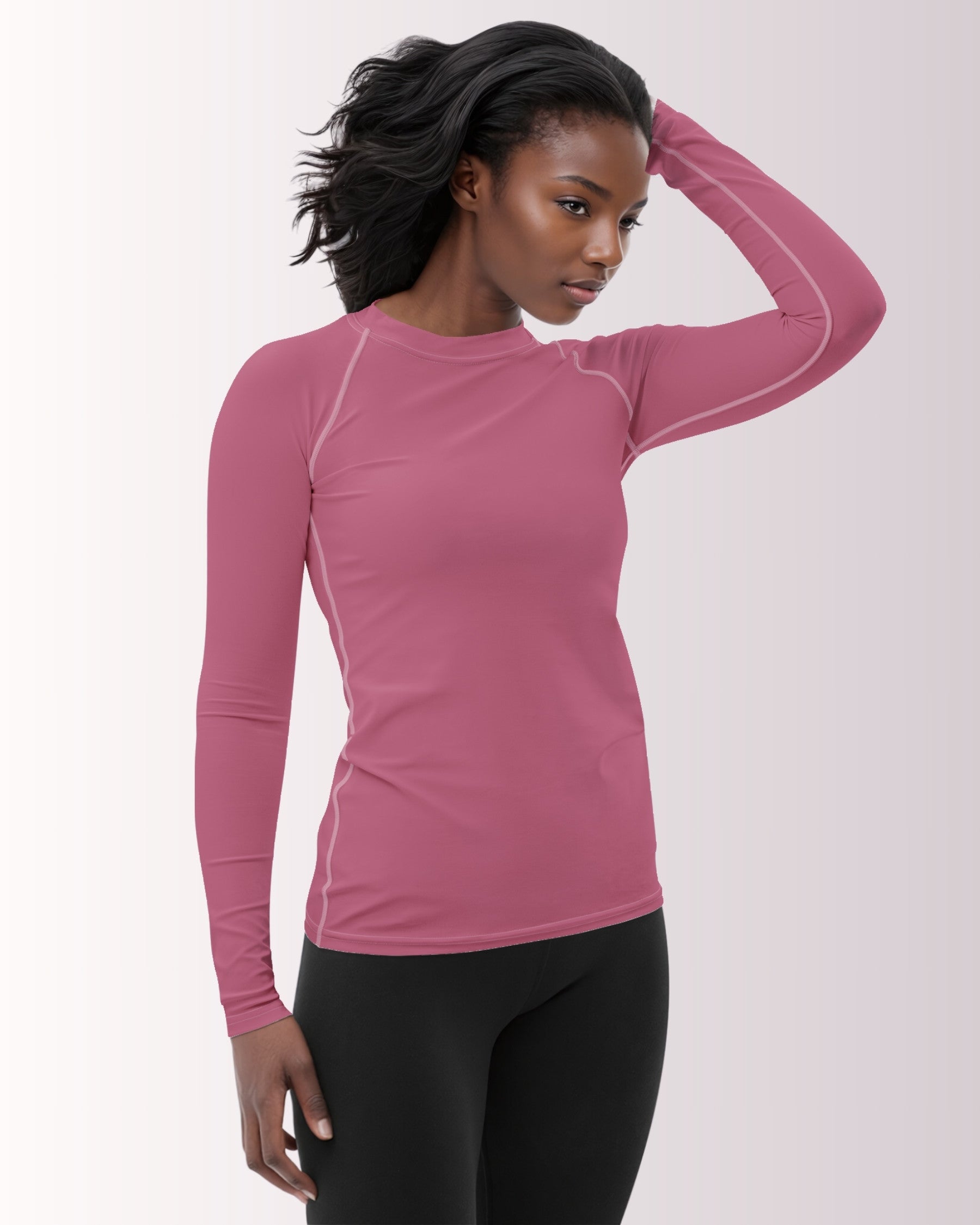 Pink Rouge Long Sleeve Rash Guard Top