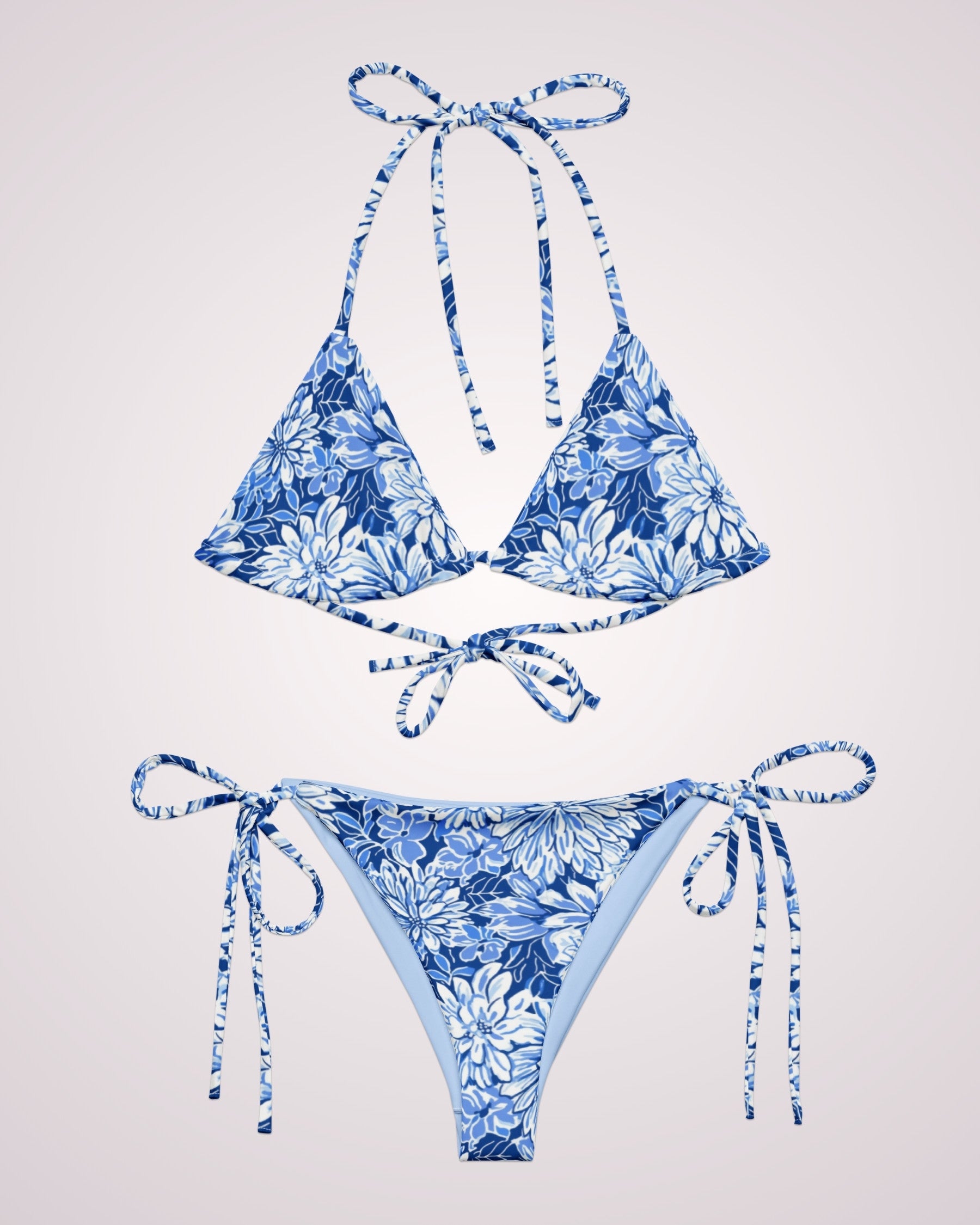 String Bikini - Blue Floral V