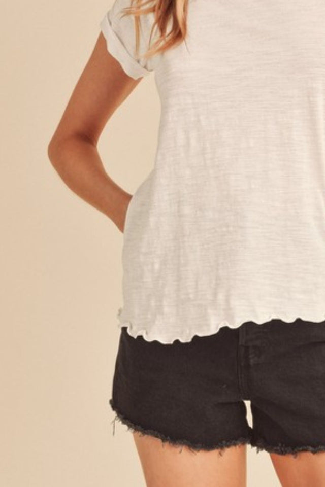 Lettuce Edge Round Neck Short Sleeve T-Shirt