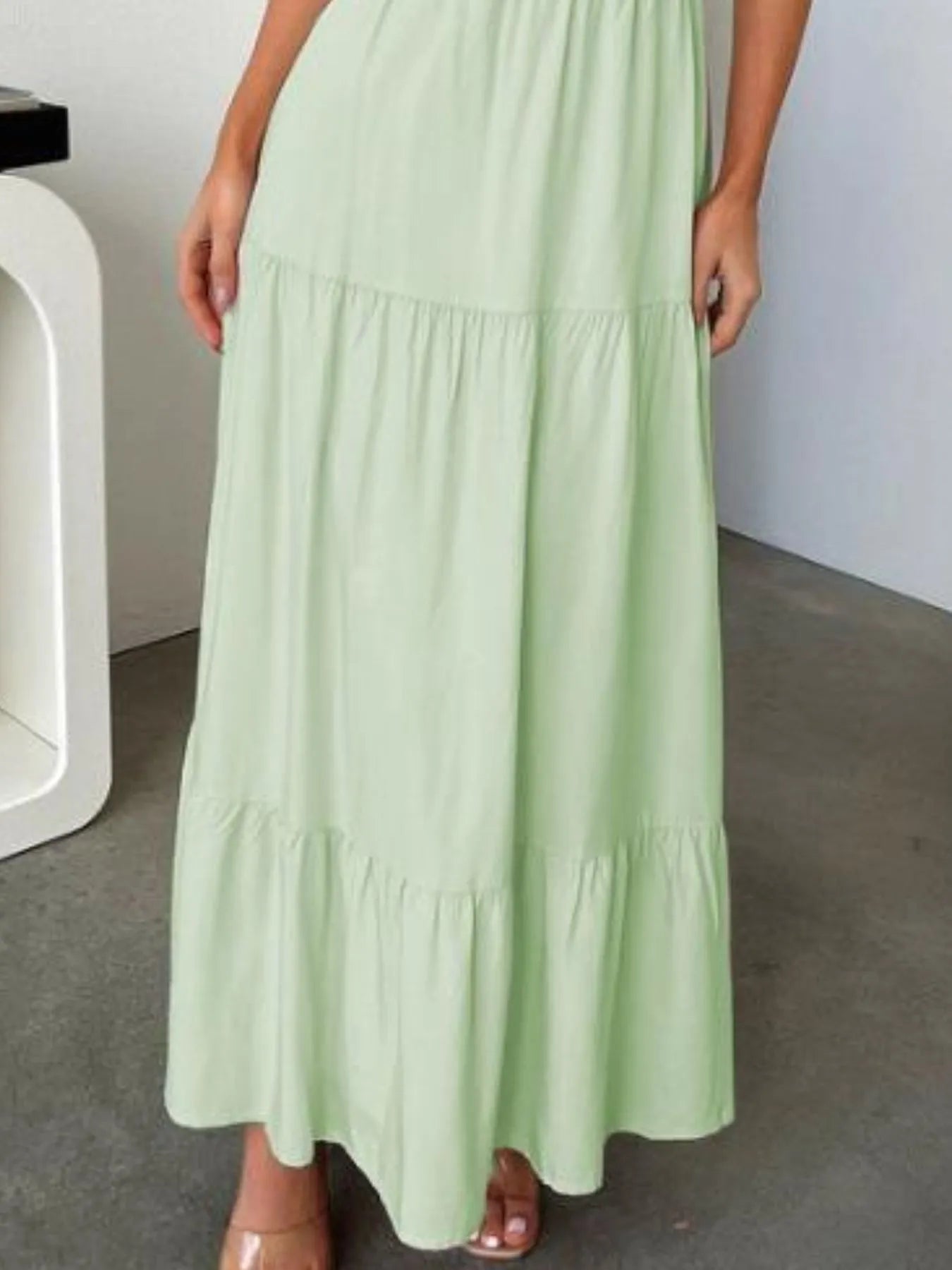 Tiered Maxi Cami Dress with Ruffled Hem - Backless & Tied.