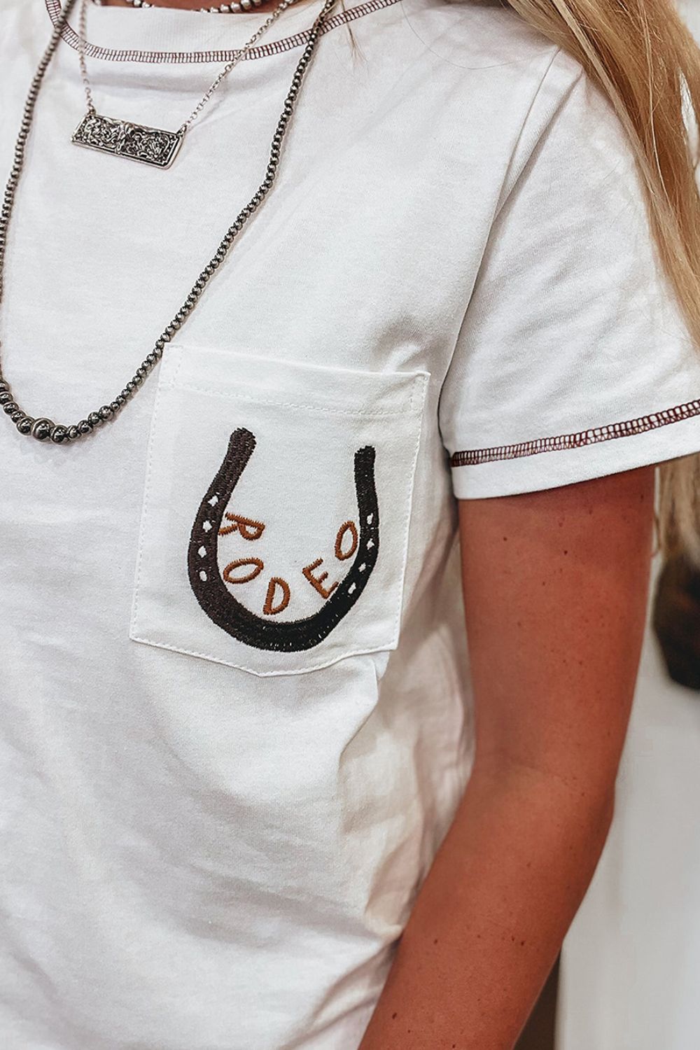 RODEO Horseshoe Embroidered Patch Pocket T-Shirt