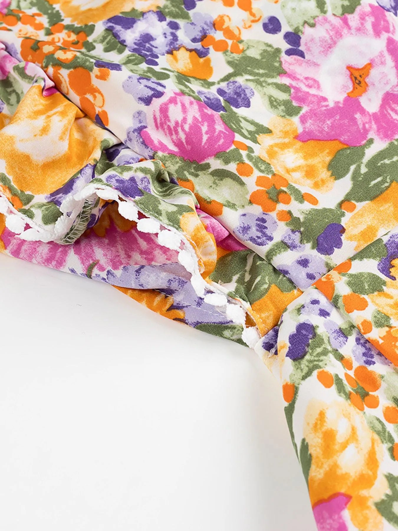 Floral Print Ruffled Midi Dress with Pockets - Smocked & Tiered.