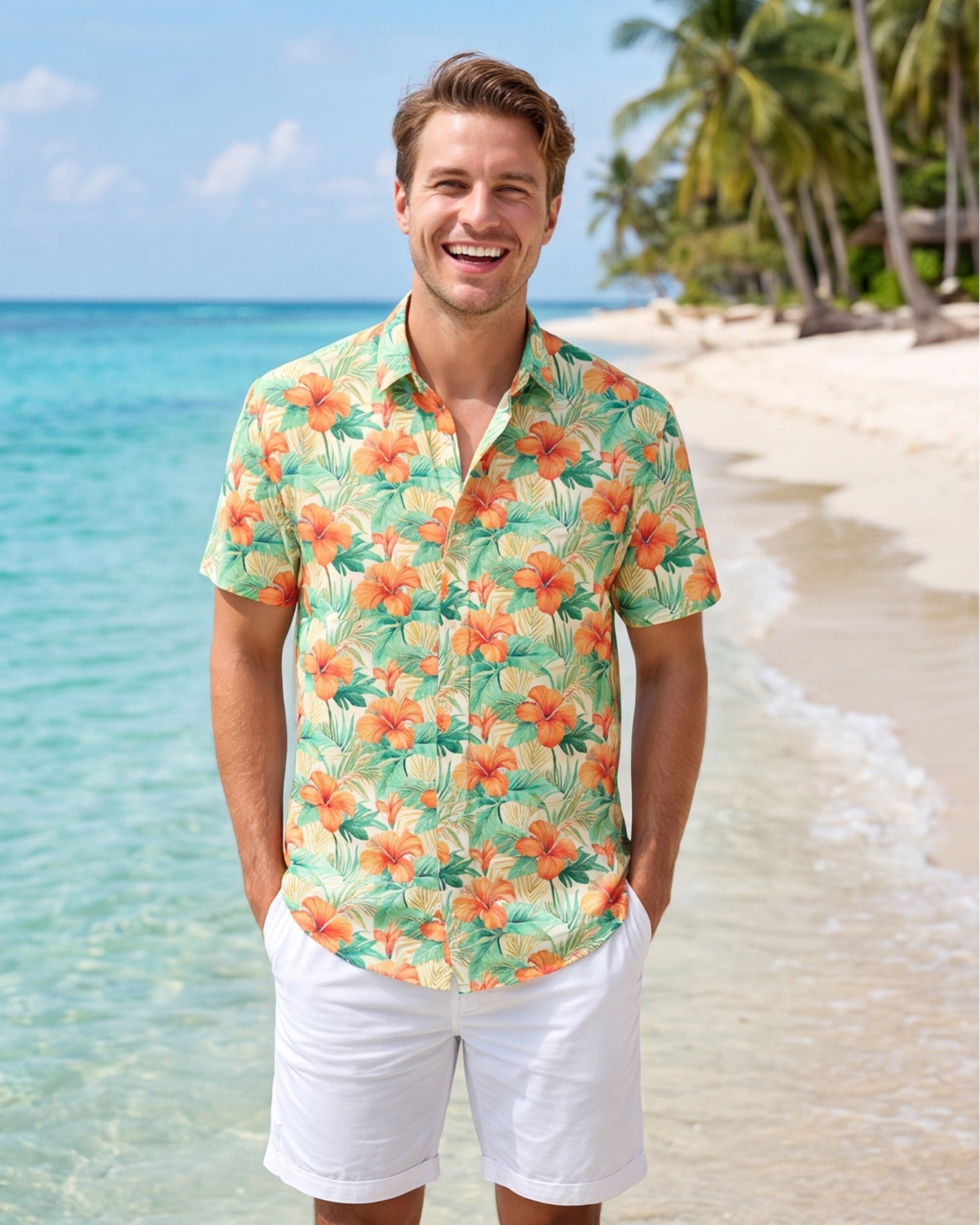 Mens Hawaiian Shirt - Sunrise Lagoon