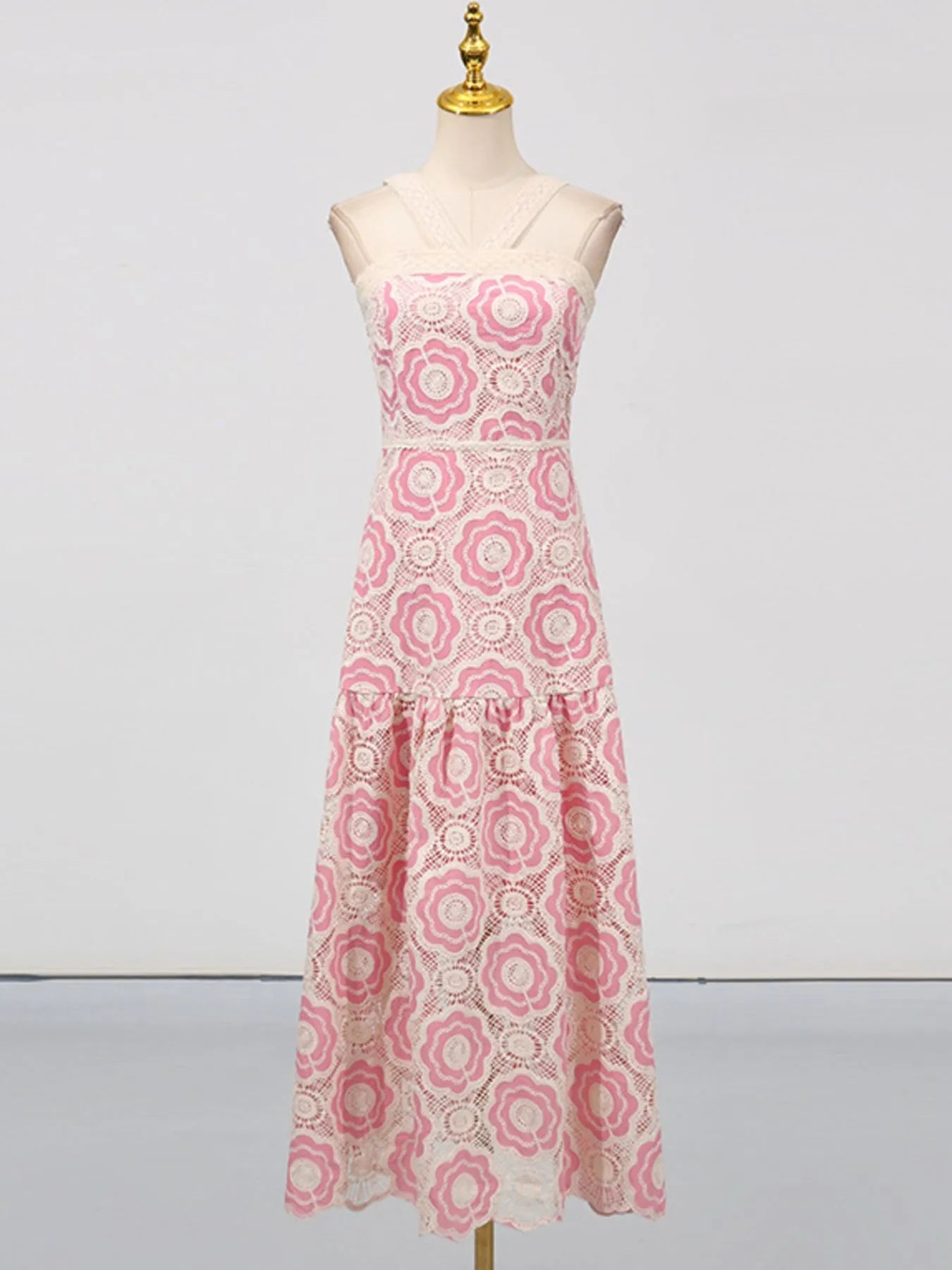 Plus Size Lace Up Halter Neck Denim Dress - Backless.