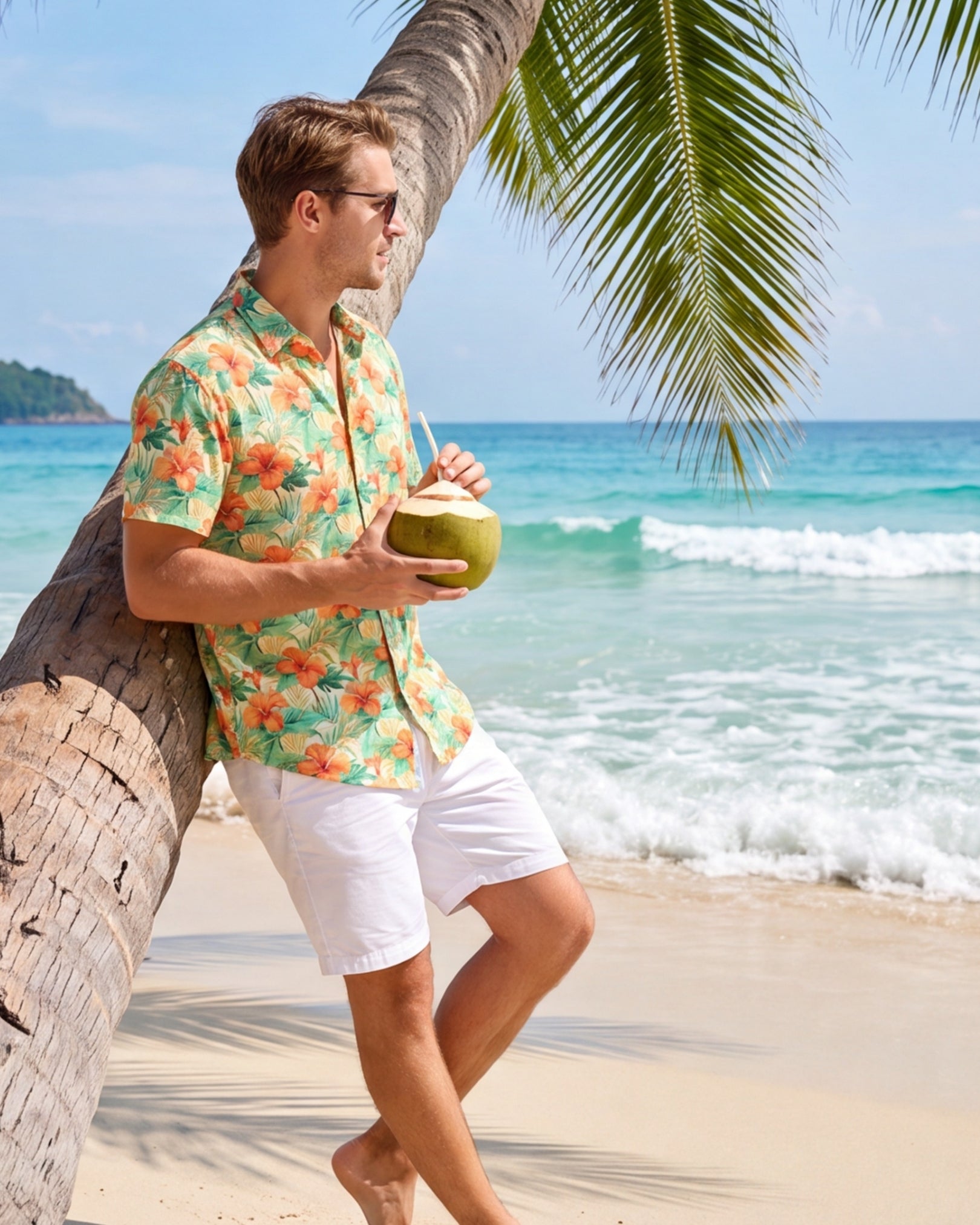 Mens Hawaiian Shirt - Sunrise Lagoon