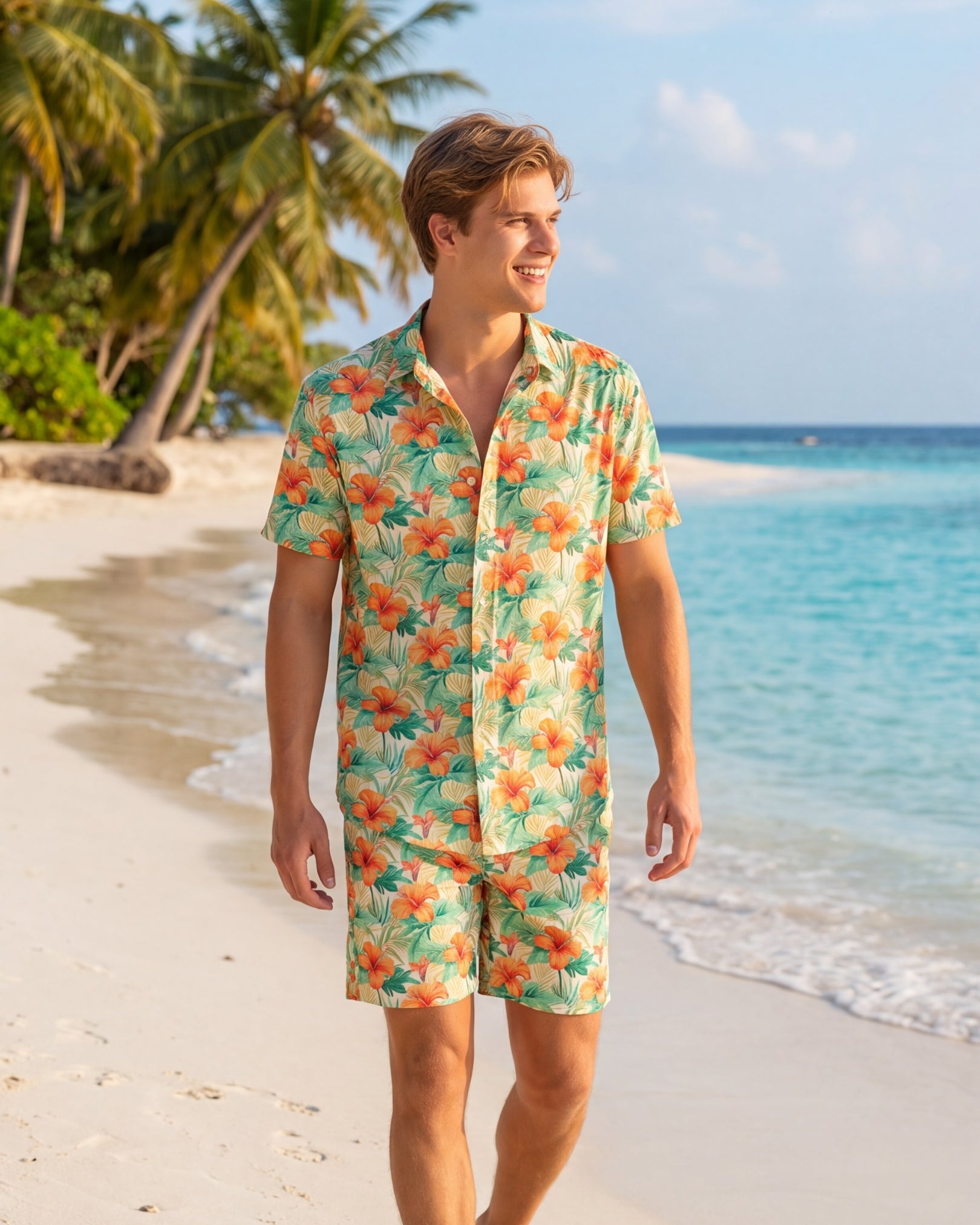 Mens Hawaiian Shirt - Sunrise Lagoon