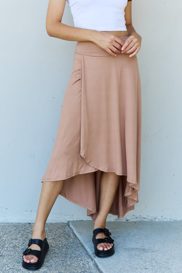 First Choice High Waisted Flare Maxi Skirt in Camel