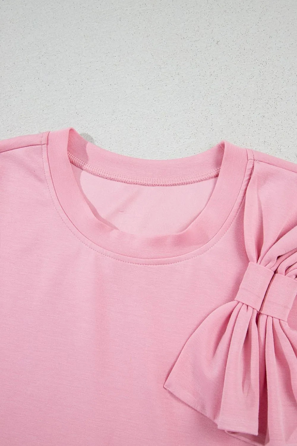 Bow Round Neck Short Sleeve T-Shirt