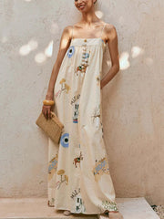 Bohemian Print Cami Maxi Dress with Pockets.
