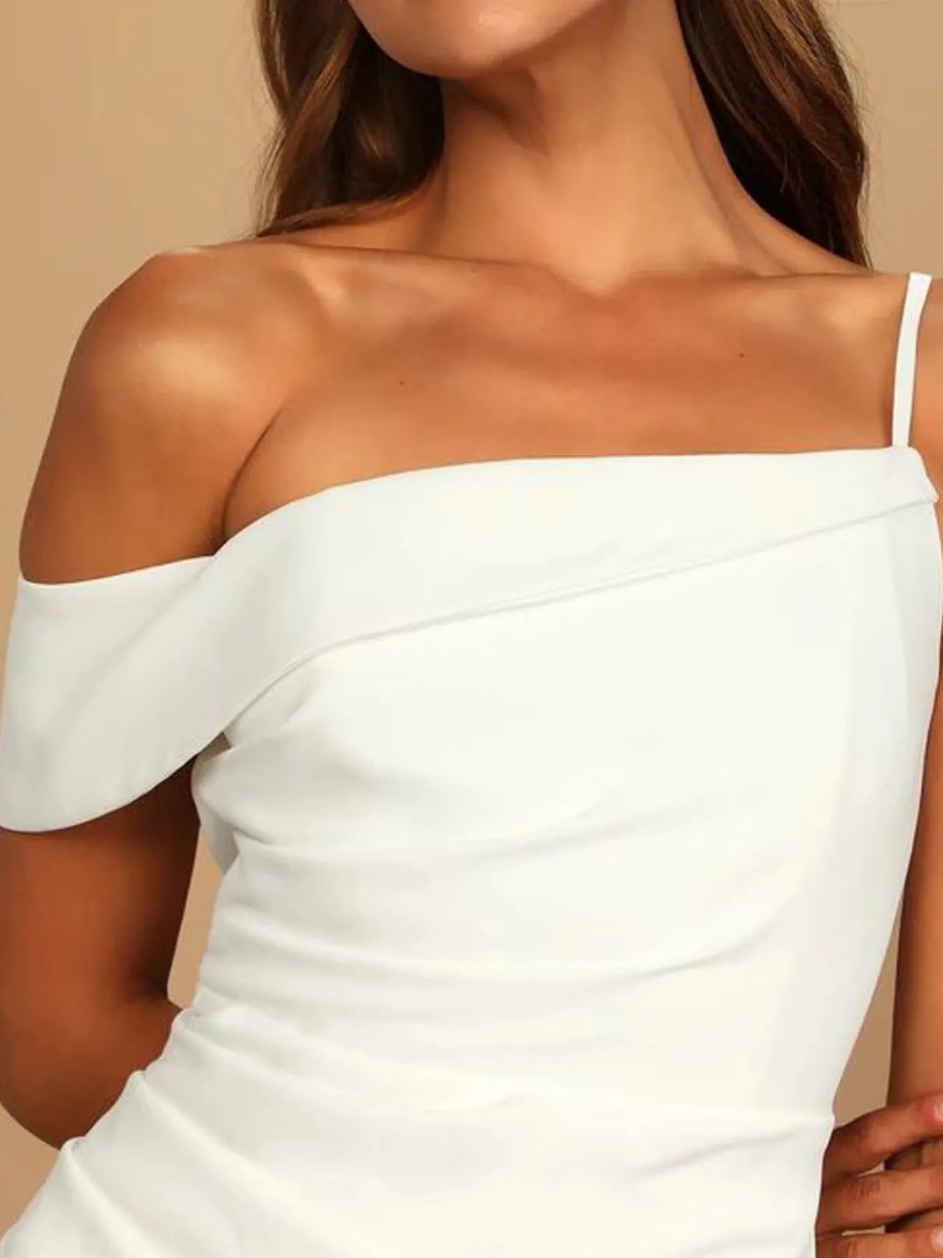 Square Neck Wide Strap Denim Dress - Buttoned.