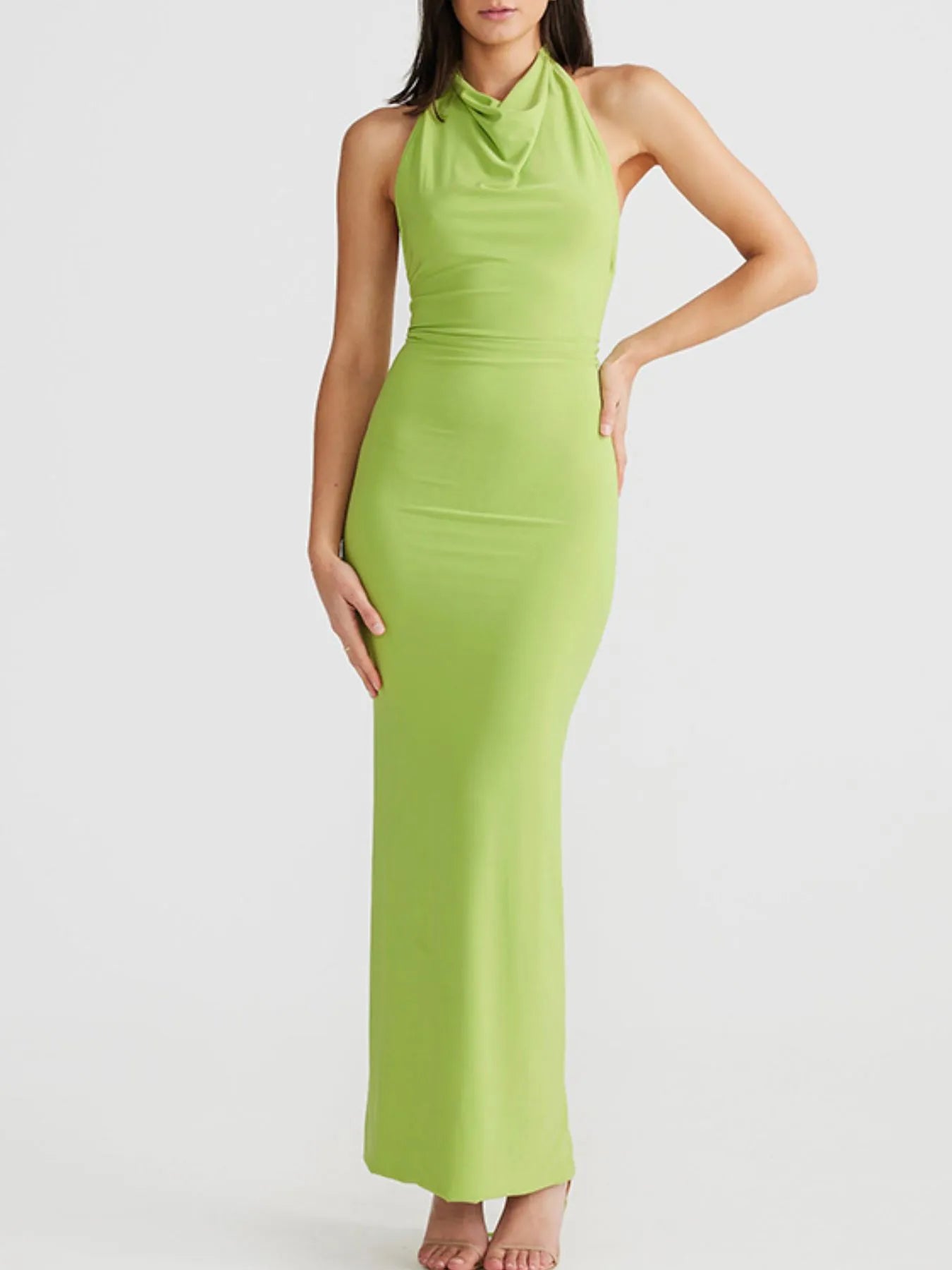 Backless Slit Sleeveless Bodycon Maxi Dress - Tied.