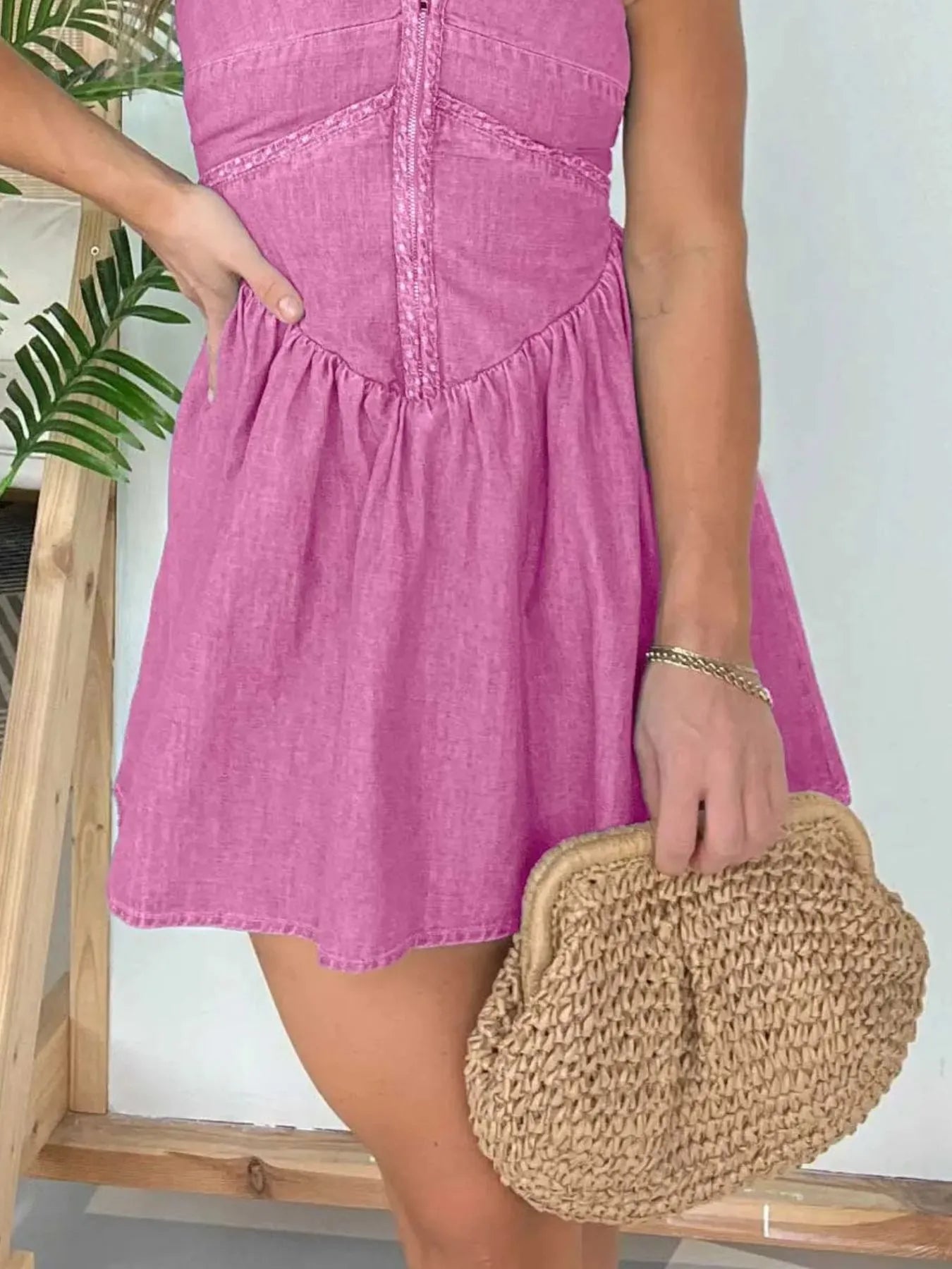 Layered Halter Neck Mini Dress - Tiered & Ruched.
