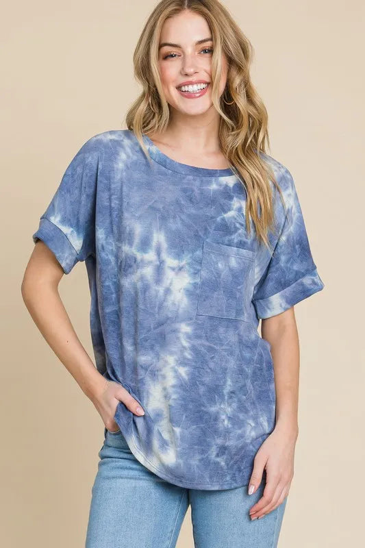 Tie-Dye Round Neck Short Sleeve T-Shirt