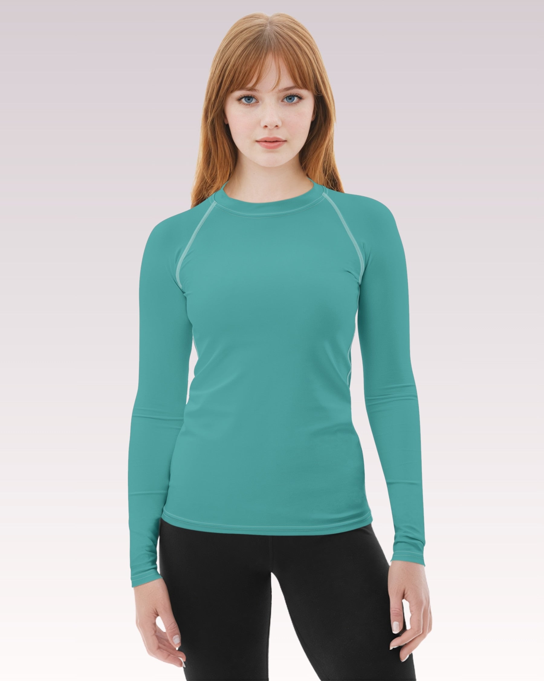 Medium Teal Long Sleeve Rash Guard Top