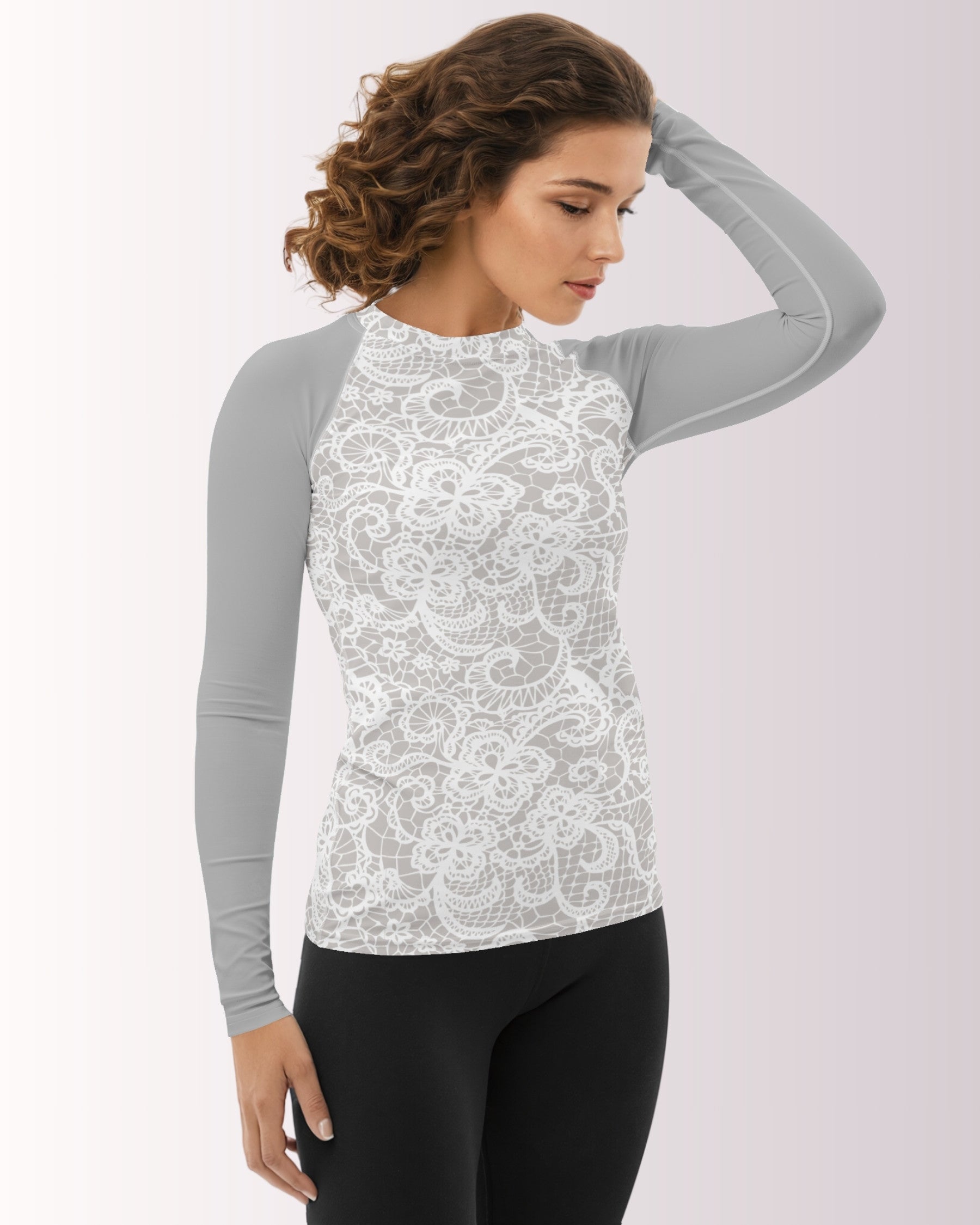 Lace Print XI Long Sleeve Rash Guard Top