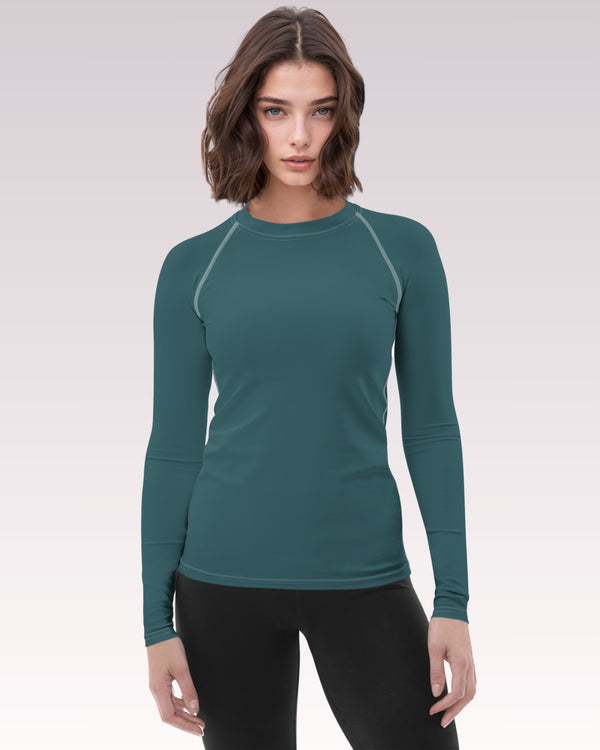 Azure Blue Long Sleeve Rash Guard Top