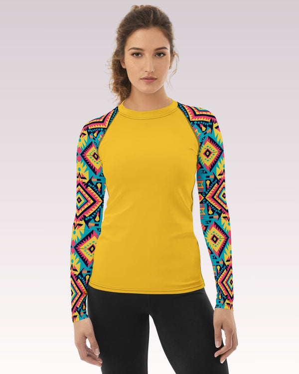 Bright Western Yellow Long Sleeve Rash Guard Top