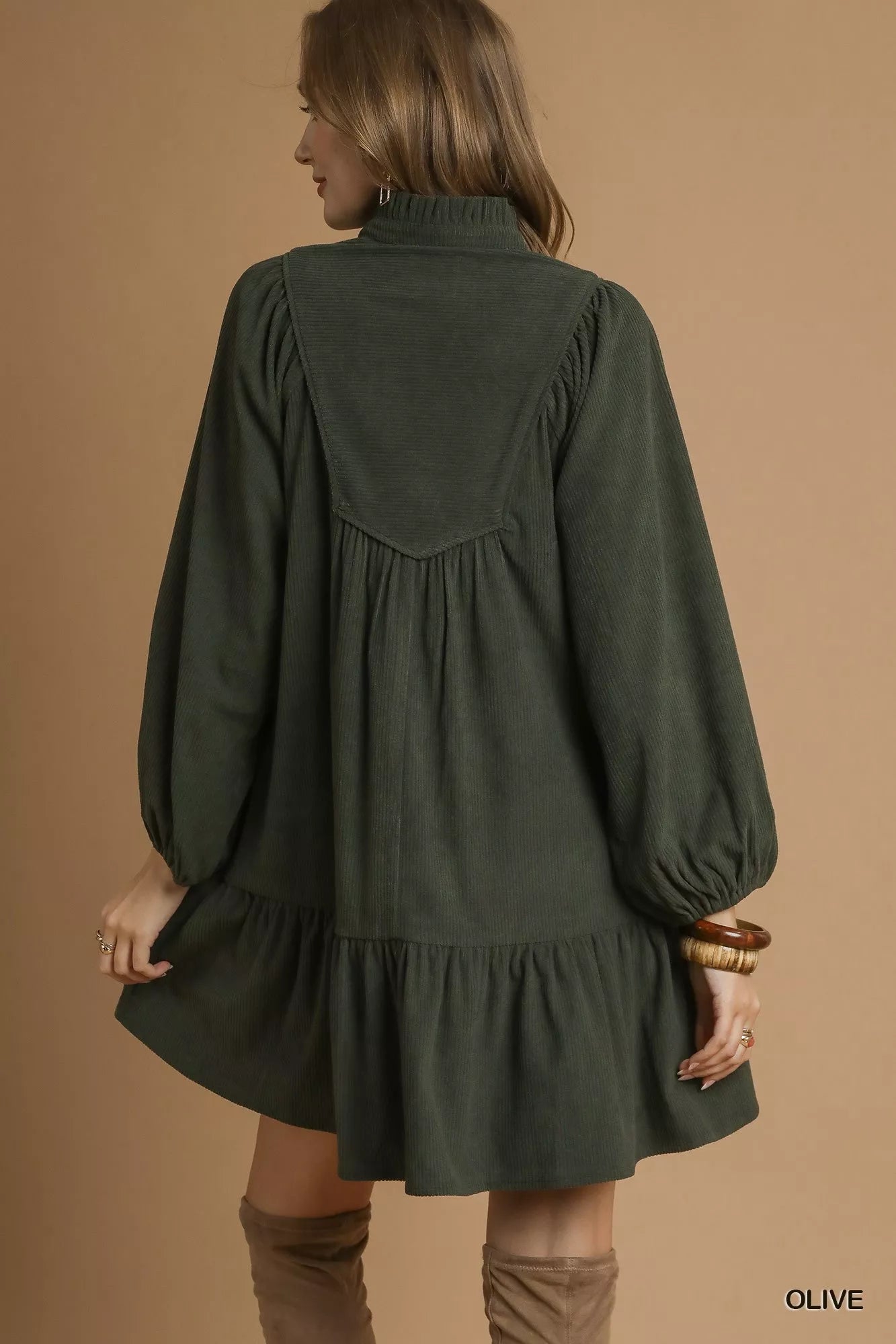 Corduroy Tiered Babydoll Dress - Retro & Ruffled.