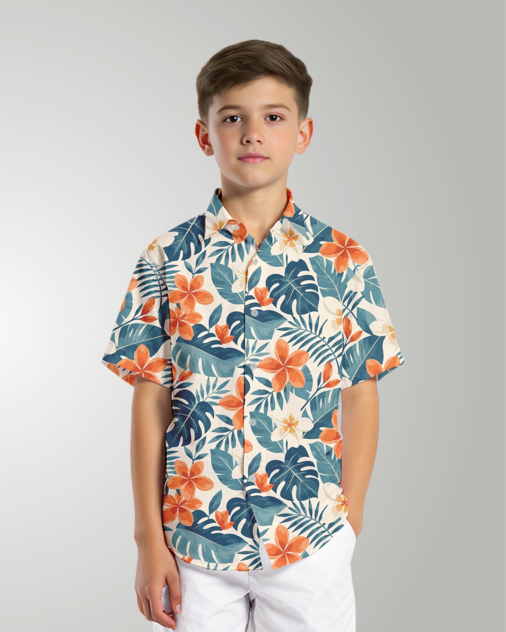 Youth Hawaiian Shirt - Botanical Cove