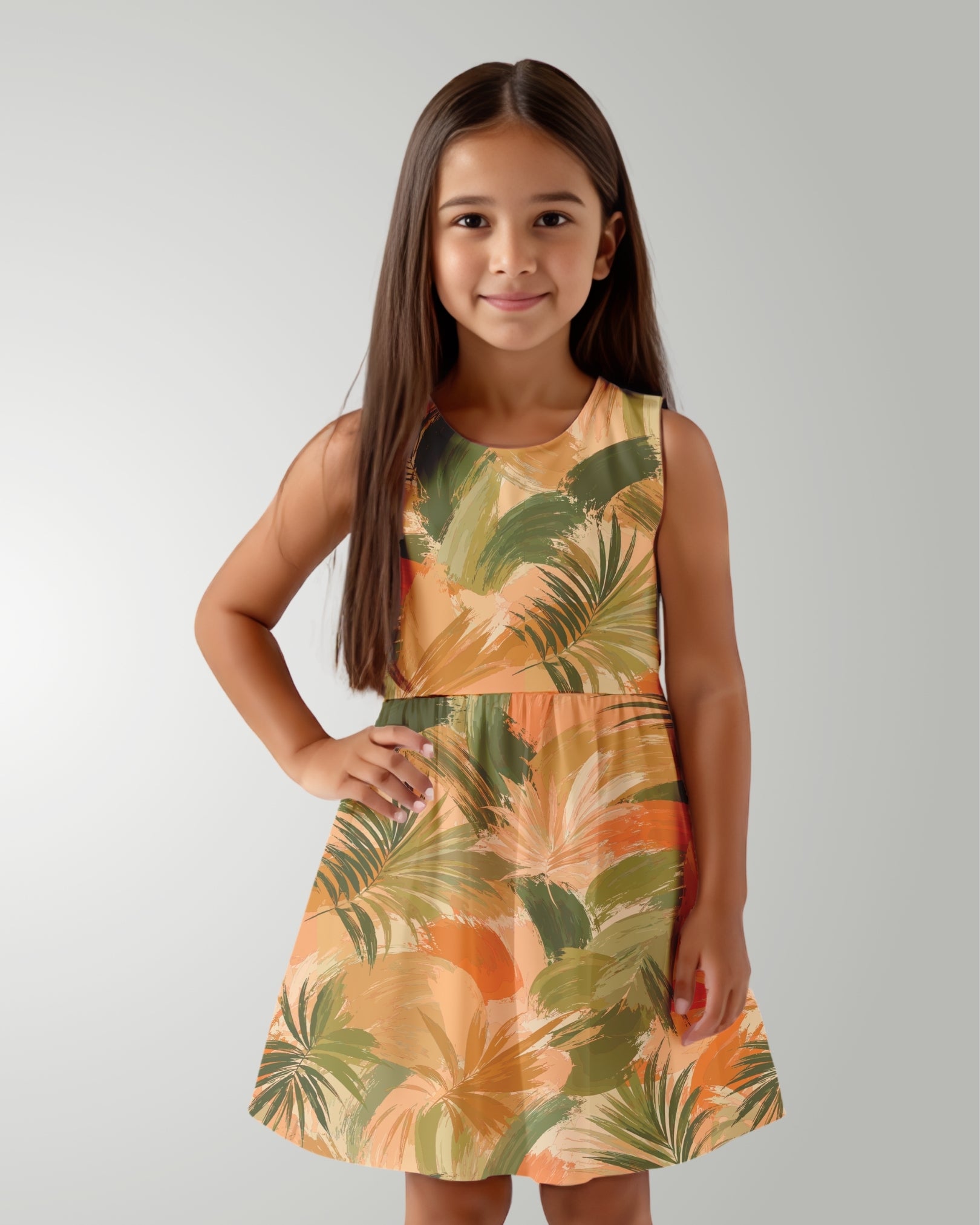 Girls Sun Dress - Peachy Palms