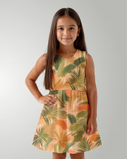 Girls Sun Dress - Peachy Palms