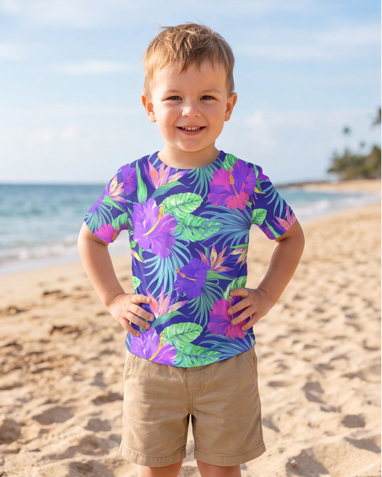 Childs Hawaiian Tee - Purple Paradise