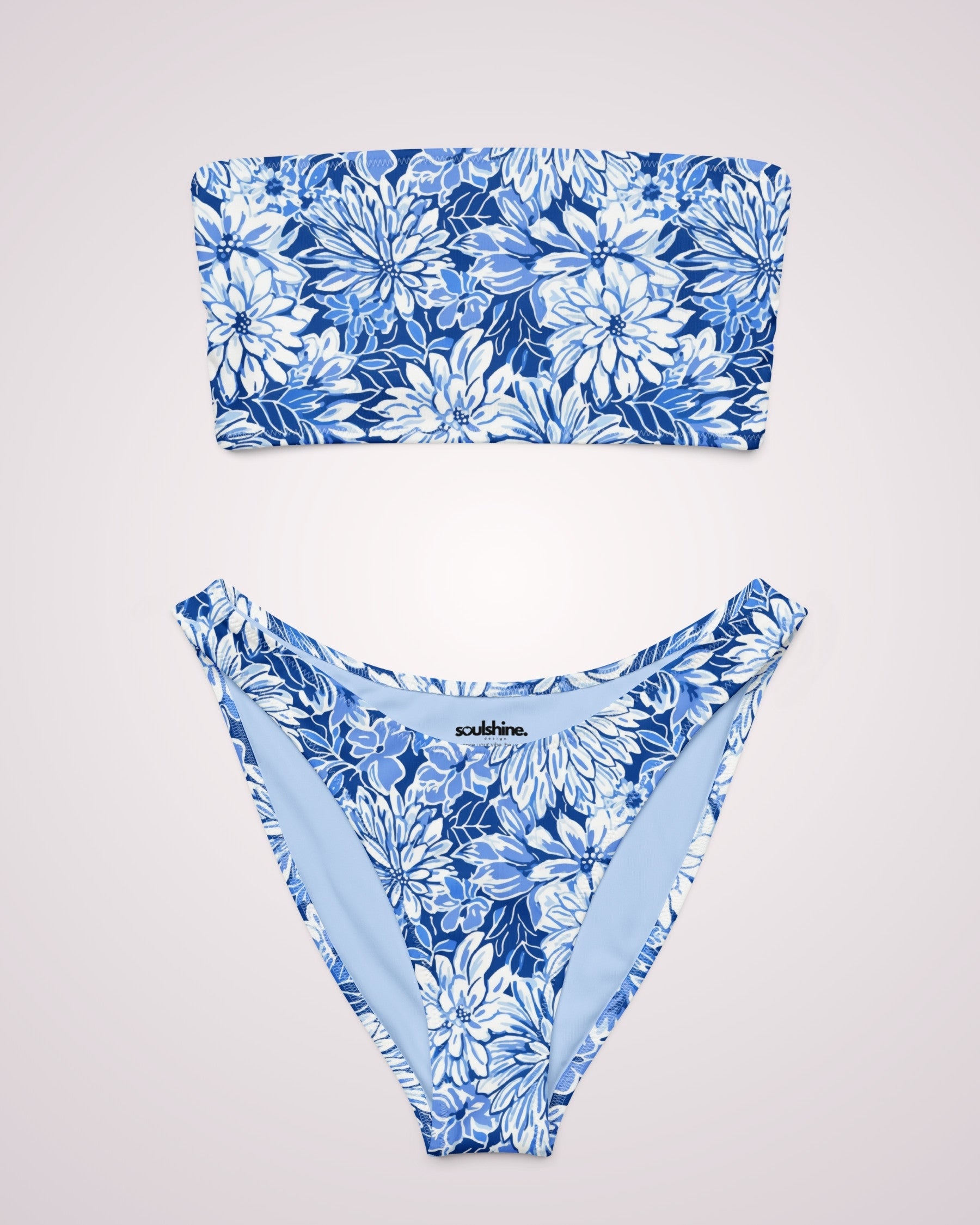 Bandeau Bikini - Blue Floral V