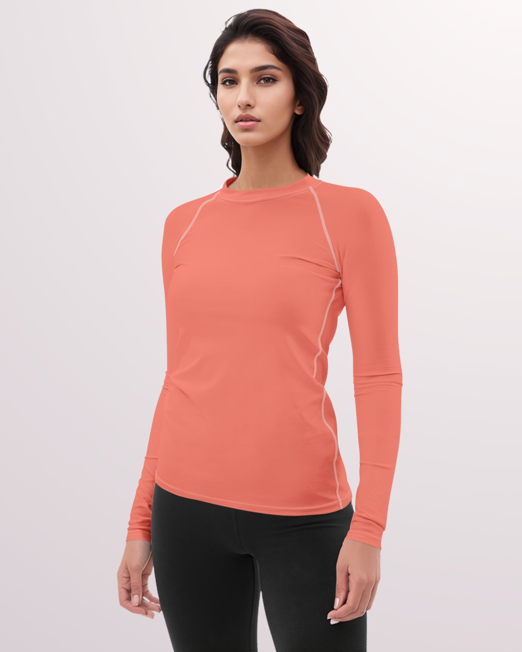 Salmon Long Sleeve Rash Guard Top