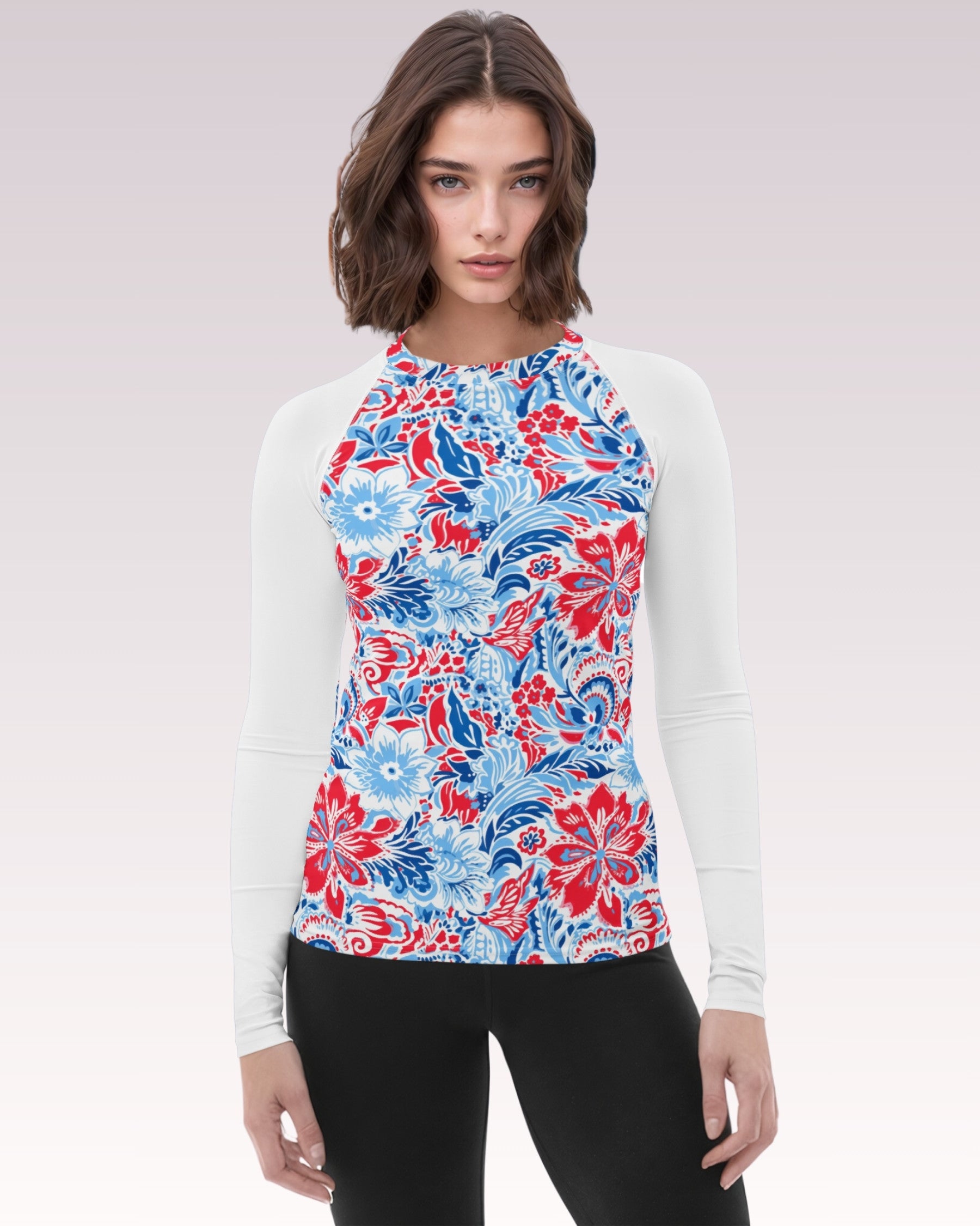 RW&B Floral Paisley Long Sleeve Rash Guard Top