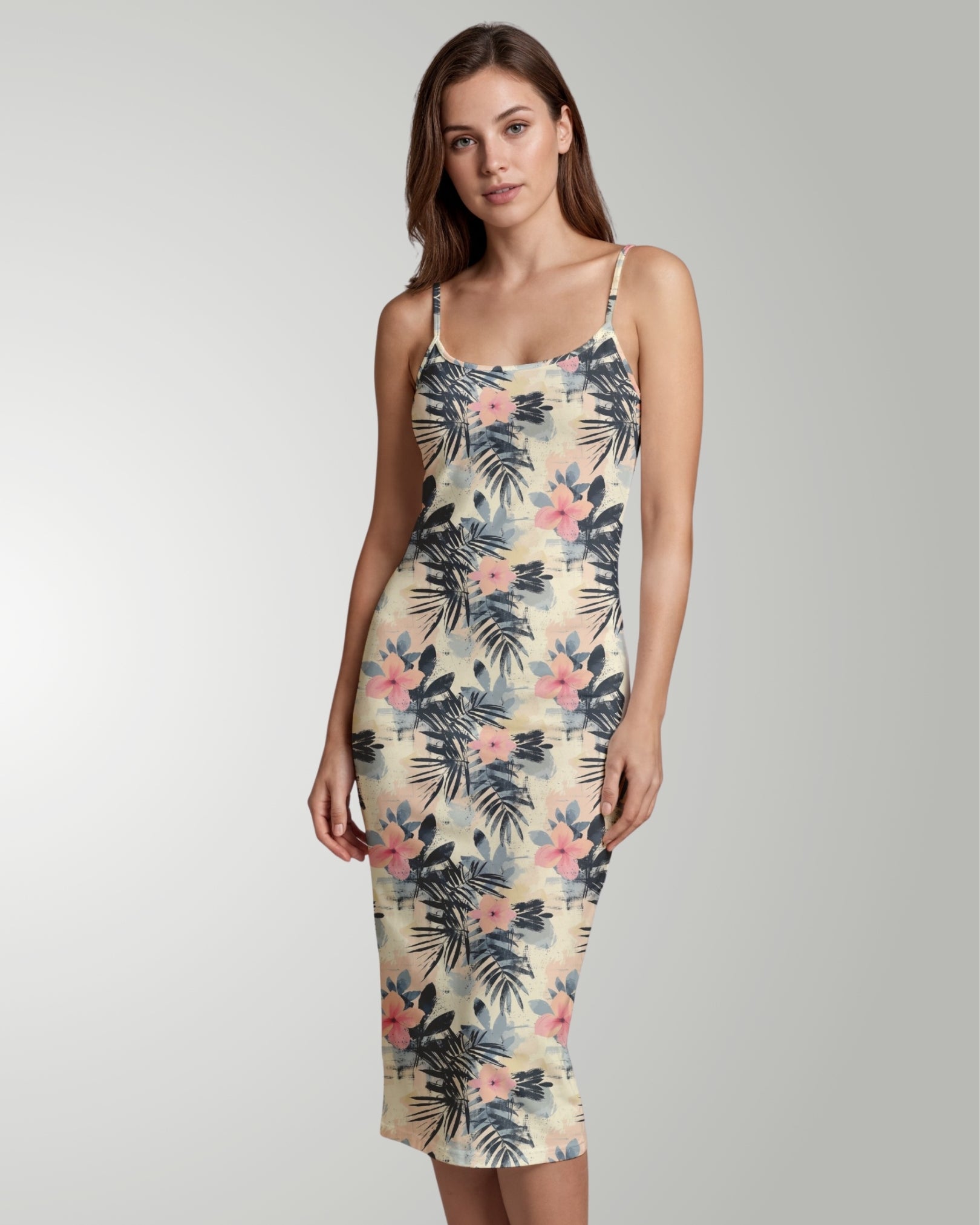 Womens Bodycon Midi Dress - Coastal Dreams