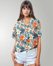 Womens Hawaiian Shirt - Botanical Cove