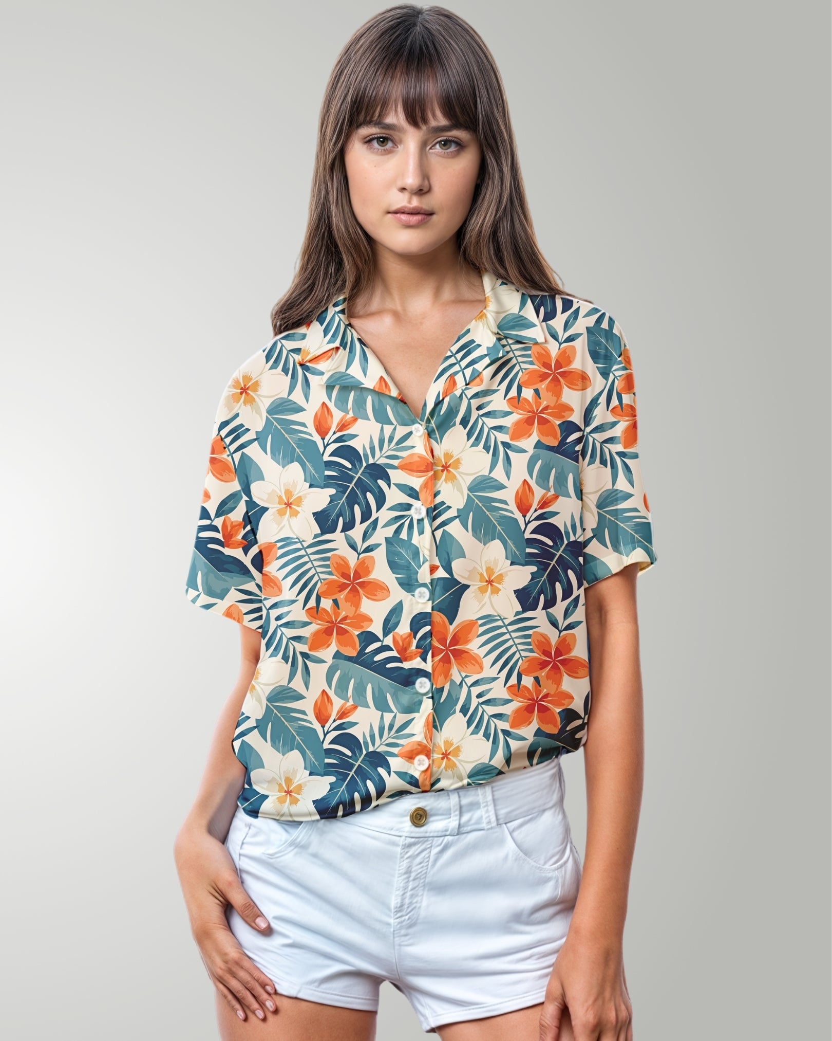 Womens Hawaiian Shirt - Botanical Cove
