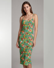 Womens Bodycon Midi Dress - Tropical Melody