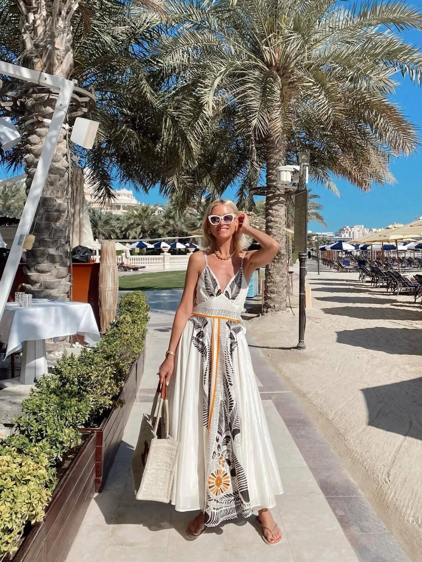 Printed V-Neck Kimono Sleeve Mini Dress - Oversized.