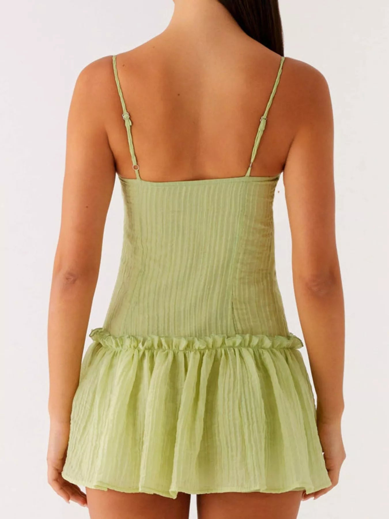 Ruffle Sleeve V-Neck Tiered Midi Dress - Smocked.