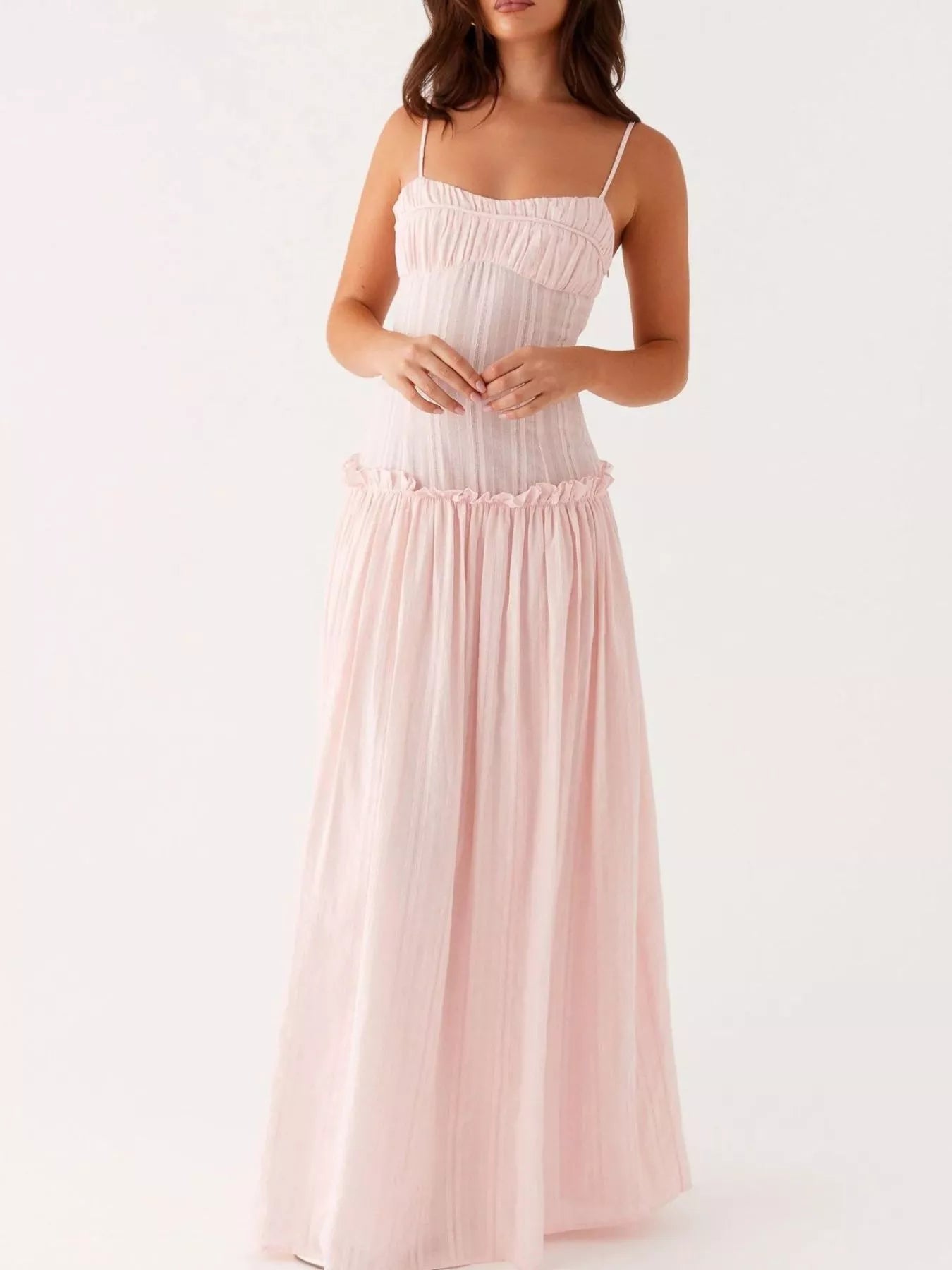 Frill Textured Mini Cami Dress with Tiered Skirt.