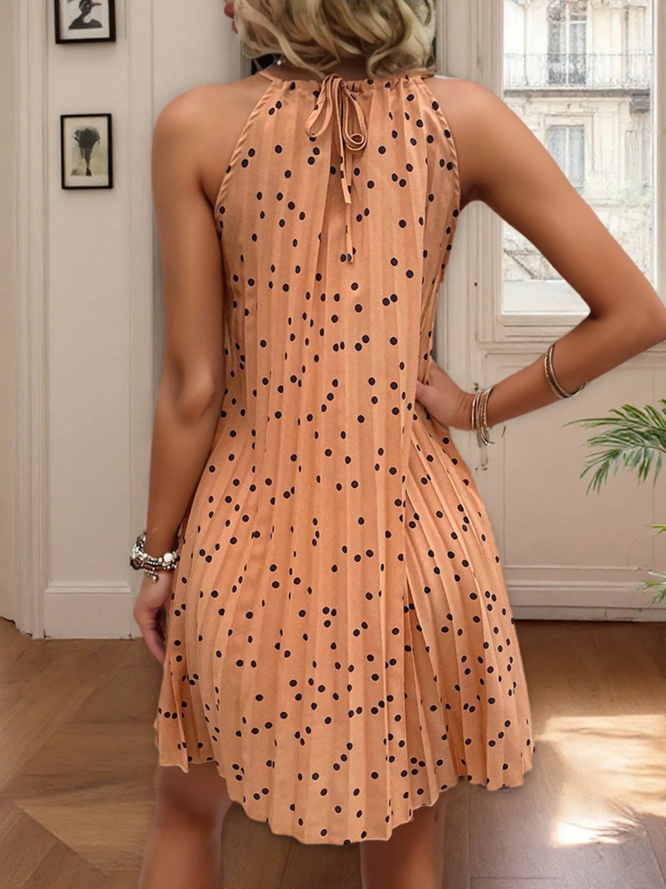 Polka Dot Sweetheart Neckline Maxi Dress - Smocked & Tiered.