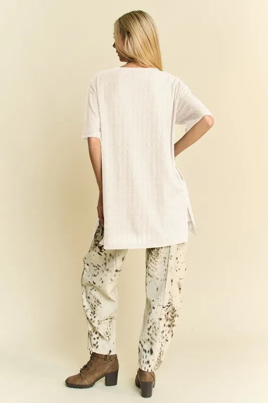 Short Sleeve Side Slit T-Shirt with Pockets