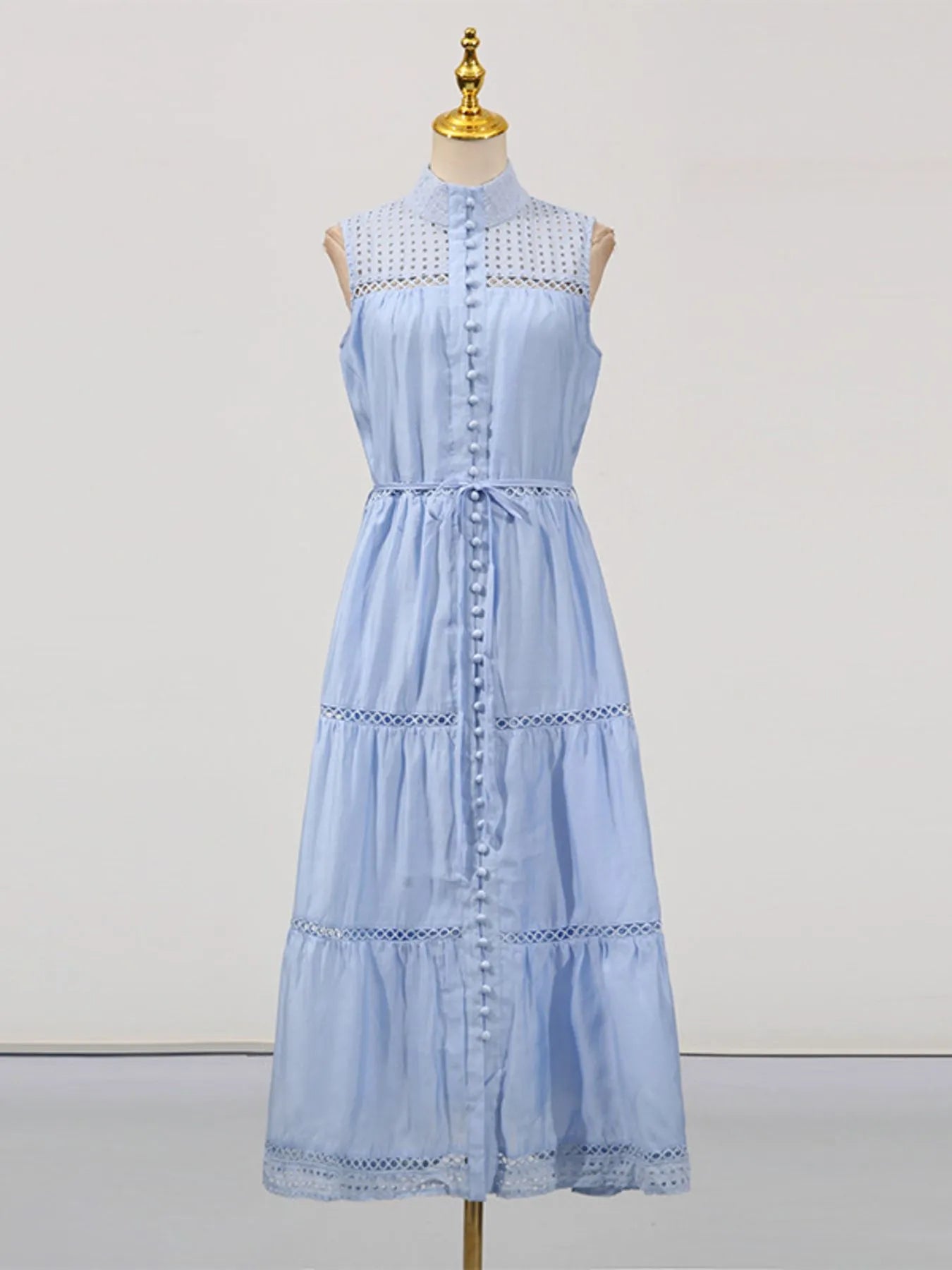 Lace Detail Contrast Trim Mini Cami Dress - Tied.